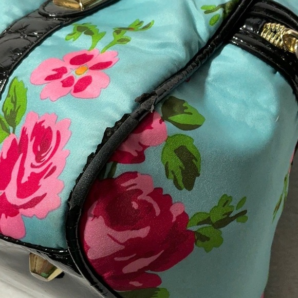Betsey Johnson Turquoise & Pink Floral Satchel Handbag - Picture 5 of 16